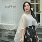 Yen - Black/Gold Eclipse Spaghetti Strap Ao Dai Top with Cape, No Pants, No Bows| Pre-made Modernized Vietnamese Ao Dai| Lunar New Year AoDaibyCuteSass