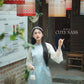 Yen - Blue Heirloom Sheer Sleeves Ao Dai Top Only, No Pants| Pre-made Modernized Vietnamese Ao Dai| Lunar New Year AoDaibyCuteSass