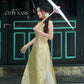 Yen - Golden Sakura Yem-Inspired Ao Dai Top Only, No Pants| Pre-made Modernized Vietnamese Sleeveless Ao Dai| Lunar New Year AoDaibyCuteSass