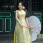 Yen - Golden Sakura Yem-Inspired Ao Dai Top Only, No Pants| Pre-made Modernized Vietnamese Sleeveless Ao Dai| Lunar New Year AoDaibyCuteSass
