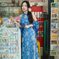 Yen - Blue Orient Yem-Inspired Ao Dai Top Only, No Pants, No Scarf| Pre-made Modernized Vietnamese Sleeveless Ao Dai| Lunar New Year AoDaibyCuteSass