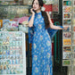 Yen - Blue Orient Yem-Inspired Ao Dai Top Only, No Pants, No Scarf| Pre-made Modernized Vietnamese Sleeveless Ao Dai| Lunar New Year AoDaibyCuteSass
