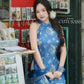 Yen - Blue Orient Yem-Inspired Ao Dai Top Only, No Pants, No Scarf| Pre-made Modernized Vietnamese Sleeveless Ao Dai| Lunar New Year AoDaibyCuteSass