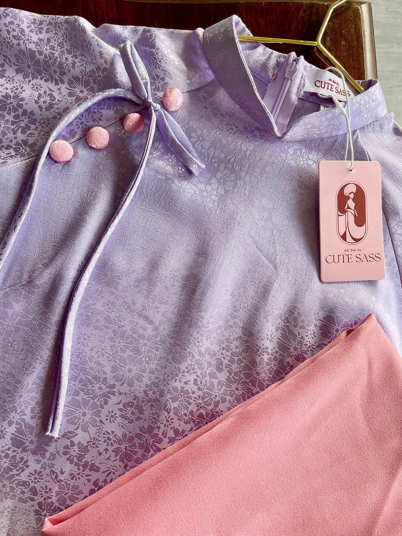 Shifted Pink/Purple Button Gam Ao Dai Set AoDaibyCuteSass