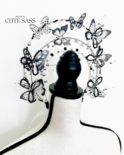LUNA FLORA Black Butterflies Head Piece #9 | Vietnamese Ao Dai Accessories | Wedding Ao Dai | Bridal Ao Dai| Tet Lunar New Year Headband AoDaibyCuteSass