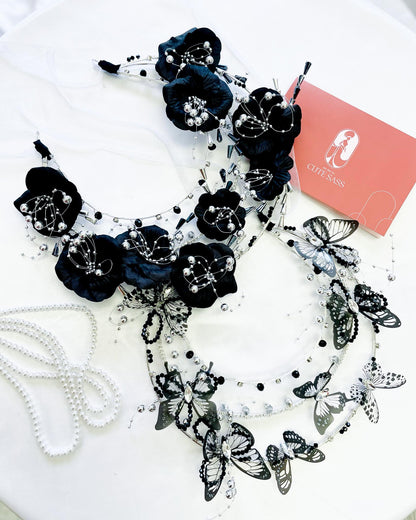LUNA FLORA Black Butterflies Head Piece #9 | Vietnamese Ao Dai Accessories | Wedding Ao Dai | Bridal Ao Dai| Tet Lunar New Year Headband AoDaibyCuteSass