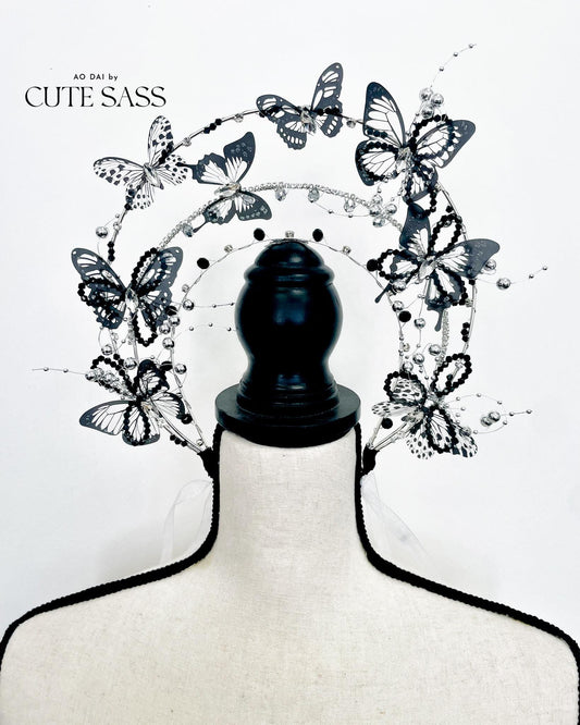 LUNA FLORA Black Butterflies Head Piece #9 | Vietnamese Ao Dai Accessories | Wedding Ao Dai | Bridal Ao Dai| Tet Lunar New Year Headband AoDaibyCuteSass