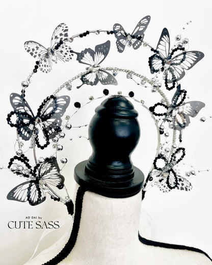 LUNA FLORA Black Butterflies Head Piece #9 | Vietnamese Ao Dai Accessories | Wedding Ao Dai | Bridal Ao Dai| Tet Lunar New Year Headband AoDaibyCuteSass