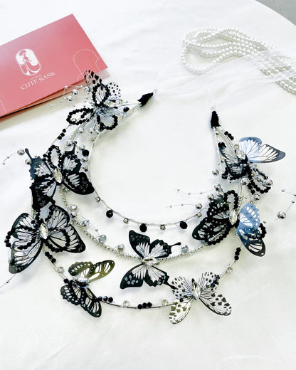 LUNA FLORA Black Butterflies Head Piece #9 | Vietnamese Ao Dai Accessories | Wedding Ao Dai | Bridal Ao Dai| Tet Lunar New Year Headband AoDaibyCuteSass