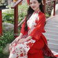 Yen - Red and Gold 3D Flowers Bow Shifted Ao Dai Set 45D|Pre-made Modernized Vietnamese Ao Dai | Lunar New Year| AoDaibyCuteSass