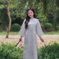 Yen - Silver/Blue Mountain Bows Ao Dai Top Only, No Pants 43A AoDaibyCuteSass