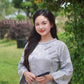 Yen - Silver/Blue Mountain Bows Ao Dai Top Only, No Pants 43A AoDaibyCuteSass
