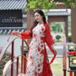 Yen - Red and Gold 3D Flowers Bow Shifted Ao Dai Set 45D|Pre-made Modernized Vietnamese Ao Dai | Lunar New Year| AoDaibyCuteSass