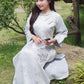 Yen - Silver/Blue Mountain Bows Ao Dai Top Only, No Pants 43A AoDaibyCuteSass