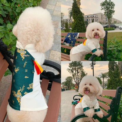 Pet Green/White Gam with Tassel Ao Dai 45A