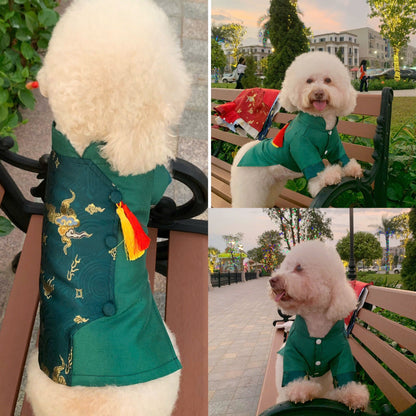 Pet Green Gam with Tassel Ao Dai 41A