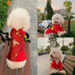 Pet Red Gam Yellow/Green Tassel Ao Dai