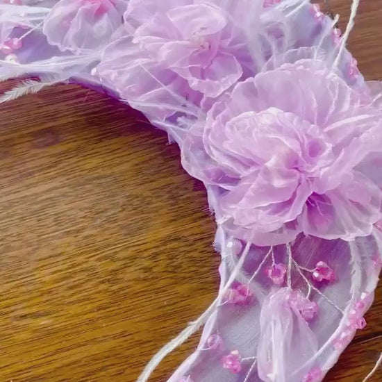 LUNA FLORA Lavender Peony Feather Head Piece #4