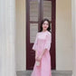 Pink Tassel Embroidery Roses Ao Dai Set 29A