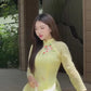 Lime Yellow Embroidery Linh Lan Ao Dai Set 25D