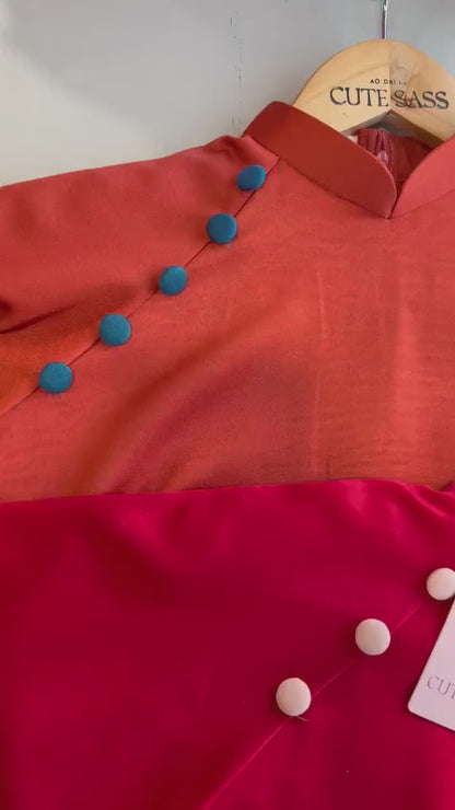 Shifted Red/Orange Ao Dai Set (No Headband)