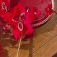 LUNA FLORA Red Jeweled Flowers Mini Fan #3