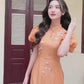 Huyen Mi - Burnt Orange Puffy Sleeves Ao Dai Set