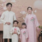 Nhu Y - Family Pink/Cream Lotus Embroidery Matching Ao Dai Set