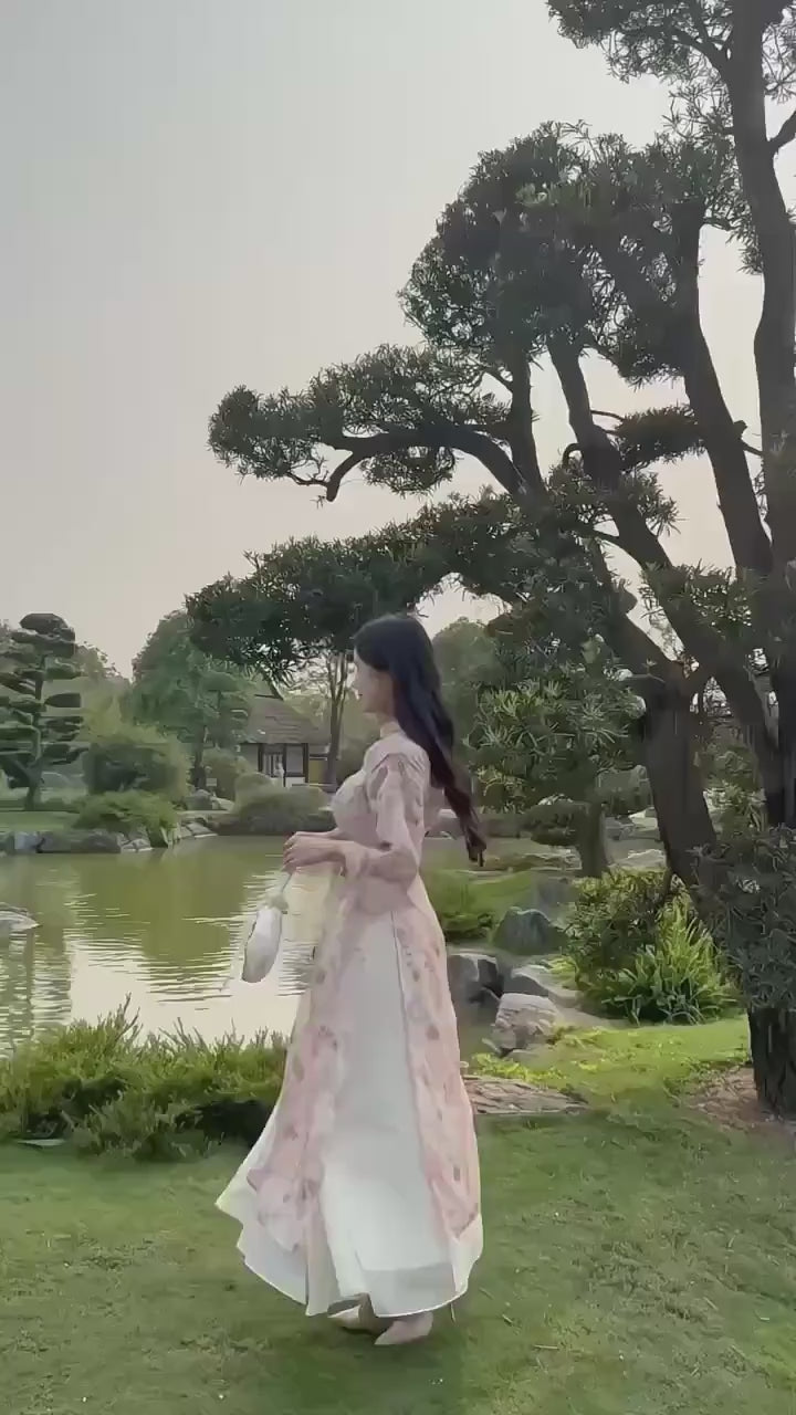 Yen - Pink Spring Enchant Ao Dai with Skirt