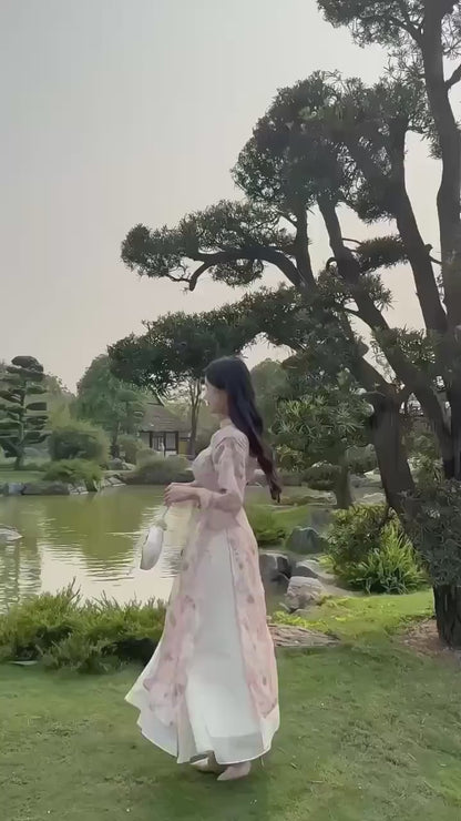 Yen - Pink Spring Enchant Ao Dai with Skirt
