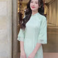 Cyan Sparkle White Daisy Ao Dai Set 17B