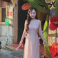 Linh Vy - Muse Light Pink Sleeveless Ao Dai Top Only and Shoulder Strings, No Pants