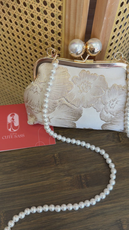 Silk Purse Clutch With Pearl Clasp