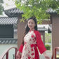 Yen - Red and Gold 3D Flowers Bow Shifted Ao Dai Set 45D