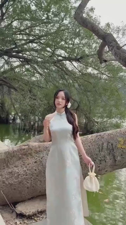 Yen - Blue Heirloom Yem-Inspired Ao Dai Top Only, No Pants