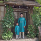 Gia Hòa - Men and Boy Turquoise Robin Bird Ao Dai Set