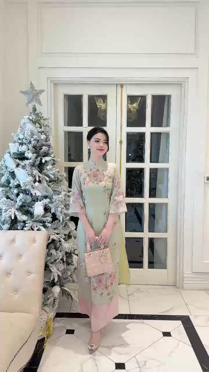 Diep Xuan - Green Ao Dai Set 12D