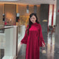 Linh Vy - Red Vows Long Sleeve Bows Ao Dai Set