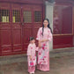 Mom and Daughter Pink Vibrant Matching Ao Dai Set