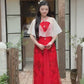 Nhu Mai - Red Halter Front Slit with Cape Ao Dai Top Only, NO PANTS, 30B