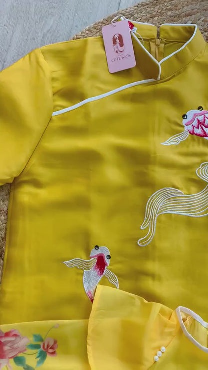 Family Yellow Koi/Floral Ao Dai Set