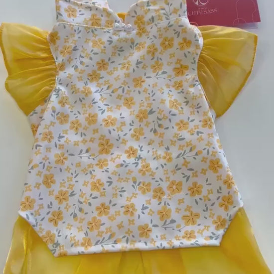 Pet Yellow Wing Sleeves Daisy Ao Dai 14-15B