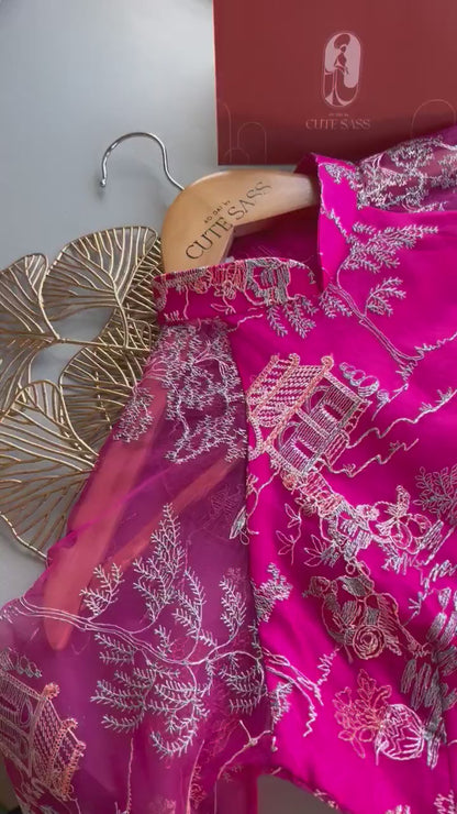 Tu Minh - Hot Pink Ao Dai Set