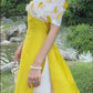 Yellow Off Shoulder Sparkle Ao Dai Set