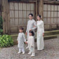Gia Hòa - Family Gray/White Embroidery Lotus Ao Dai Set