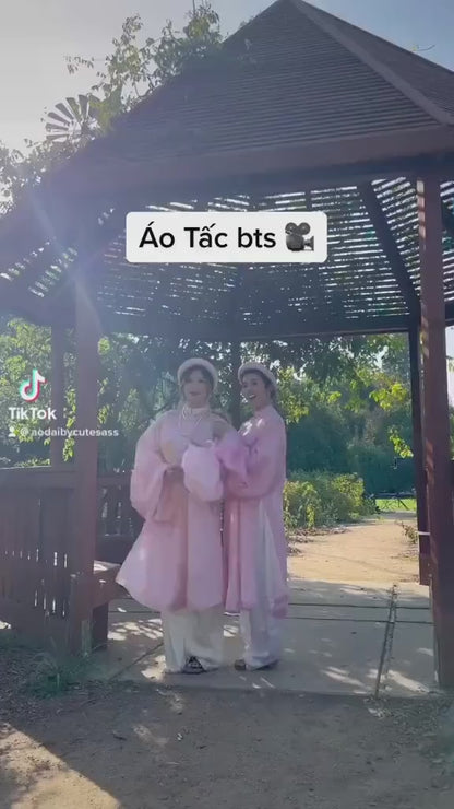 Áo Tấc - Embroidery Peach (Top and Headband, No Pants)