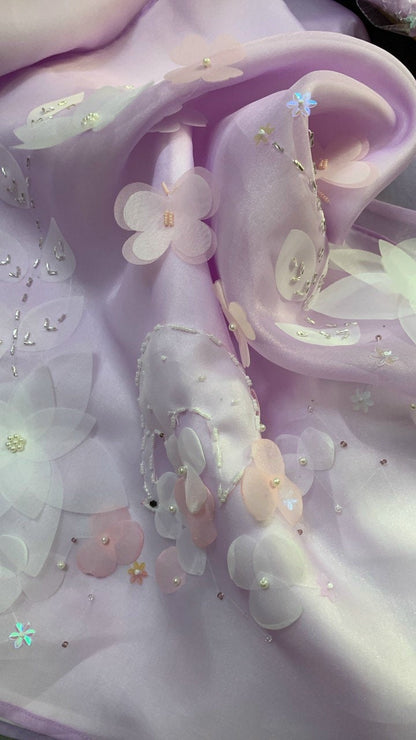 Wing Sleeve Purple Ao Dai Set
