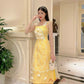 Sparkle Sleeveless Yellow Ao Dai Set