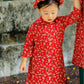 Mom and Daughter Red Matching Ao Dai Set with Headbands