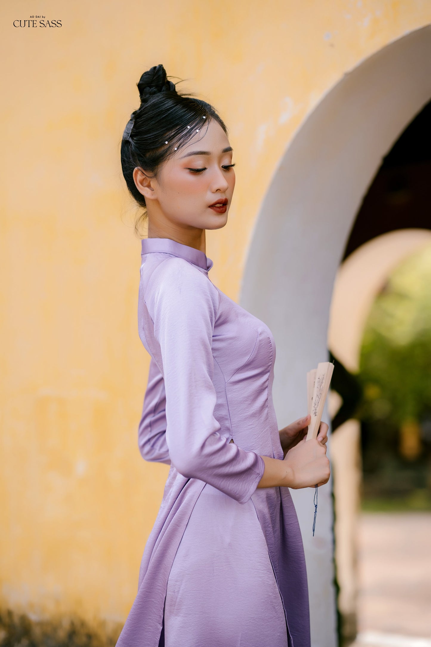 Light Purple Hai Da Silk Plain Ao Dai Set